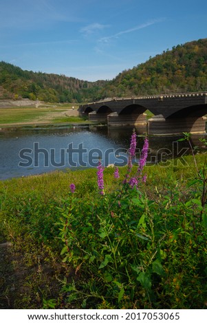 Dry german lake Edersee at the bridge called Asel at summer Stock photo © 