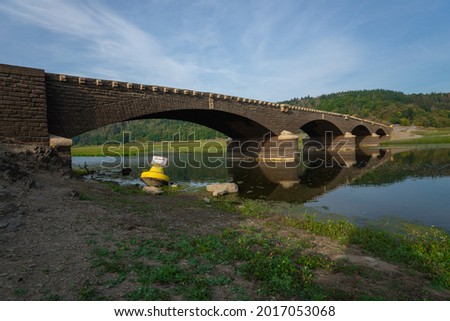 Dry german lake Edersee at the bridge called Asel at summer Stock photo © 