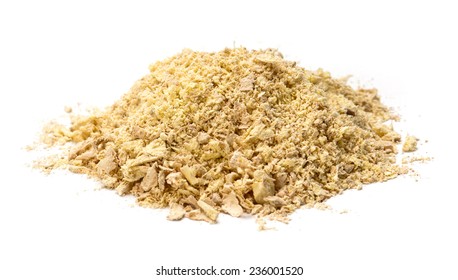 Dry Ginger Root Grated Isolated On White Background