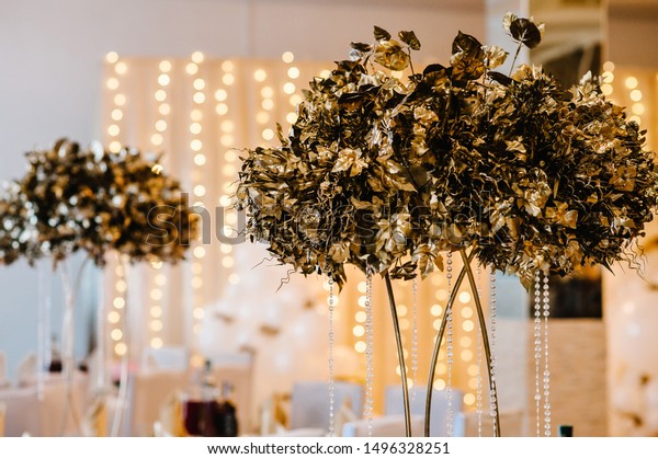 Dry Golden Bouquet Leaves On Table Royalty Free Stock Image