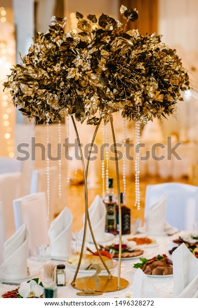 Dry Golden Bouquet Leaves Vase On Stock Photo Edit Now 1496328272