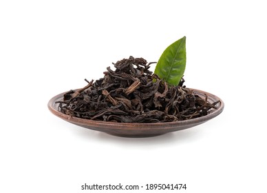 Dry Green Tea Isolated On White Background.