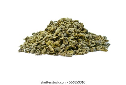 Dry Green Tea Isolated On White Background.