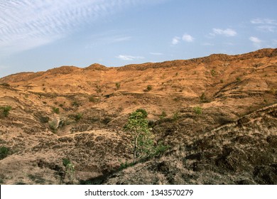 Dry hills in the area of the Deccan plateau, India