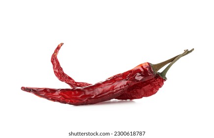 Dry hot chili peppers isolated on white background - Powered by Shutterstock