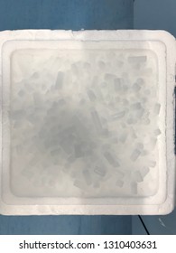 Dry Ice Pellets In Styrofoam Box 