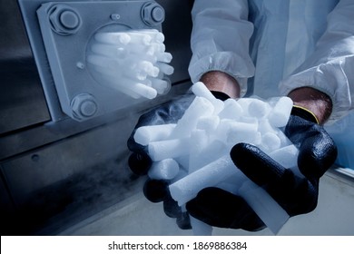 Dry Ice In Production (the Solid Form Of Carbon Dioxide)