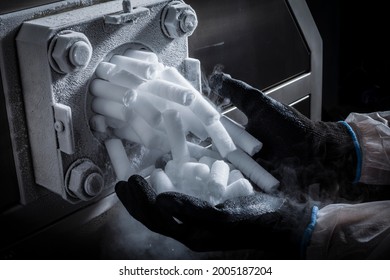 Dry Ice In Production (the Solid Form Of Carbon Dioxide)