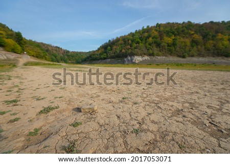 The dry lake Edersee near of the bridge Asel at summer Stock photo © 