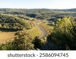 The dry Carcés Lake seen from above looks like a river. France, French Riviera, Provence, Europe, Var departement. 