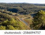 The dry Carcés Lake seen from above looks like a river. France, French Riviera, Provence, Europe, Var departement. 