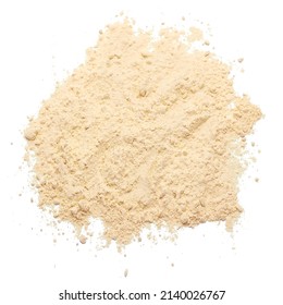 A Dry Mixture For Making A Sports Or Diet Drink. Sports Nutrition, Fitness Diet And Nutrition Concept - Protein Shake Powder On A White Background.