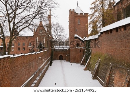 Dry Moat between the Middle and High Castle of Malbork, Poland.