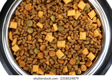  Dry Pet Food in a bowl isolated on white background. Dog or cat food isolated. - Shutterstock ID 2318524879