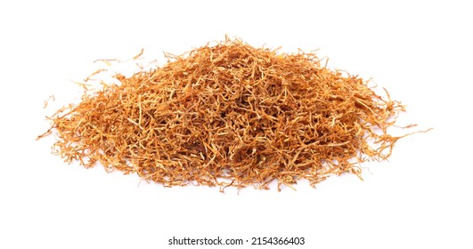 Dry pipe tobacco on a white background