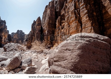 dry river between Jebel Saghro and Bab N Ali of the Moroccan Atlas between Ouarzazate and Marrakesh dry river without water Morocco