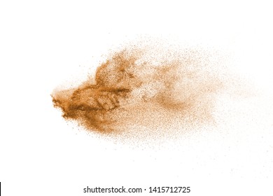 Dry River Sand Explosion On White Background.