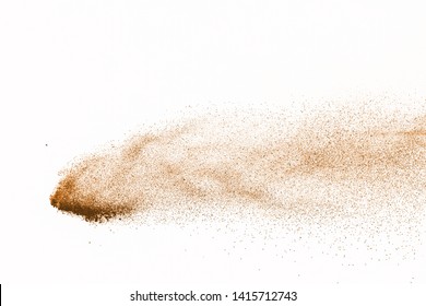 Dry River Sand Explosion On White Background.