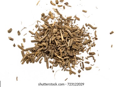 Dry Root Of Valerian On White Background