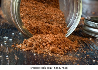 Dry Rub Spice Spilled From A Jar