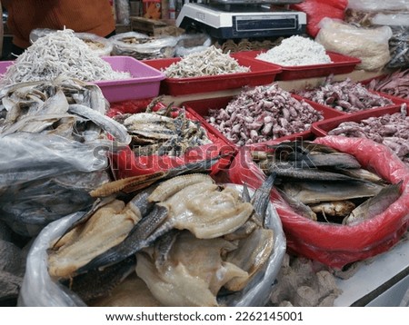 Dry salted cod fish such as kippered herring or dried and salted cod, is fish cured with dry salt and thus preserved for later eating