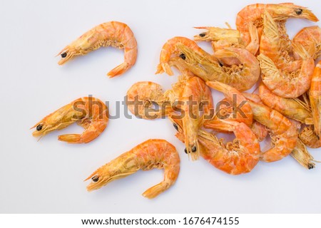 Dry shrimp with white backgraound, Lenten food