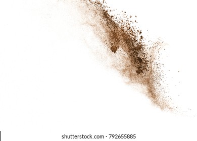 Dry soil explosion on white background. - Shutterstock ID 792655885