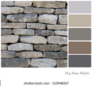 Dry Stone Wall Background Colour Palette With Complimentary Swatches.