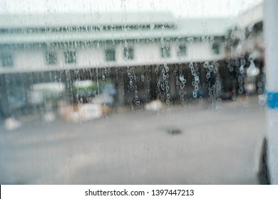 Dry Water Hard Stains Of Soap Or Shampoo On Glass In The Car