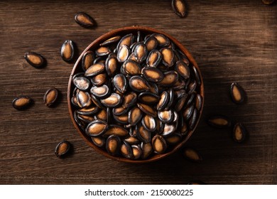 Dry Watermelon Seeds On Table