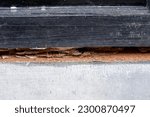 Dry wood is usually called dry wood frass derived from termite droppings, Cryptotermes spp. Granul oval pellets on window frames