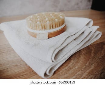 dry wooden brush on the towel