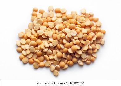 Dry Yellow Split Peas Isolated On White