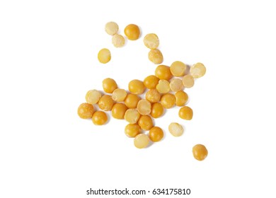 Dry Yellow Split Peas Isolated On White.