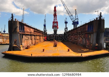 Drydock in the water