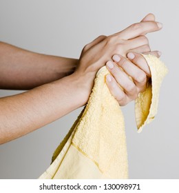 Drying Hands With A Towel