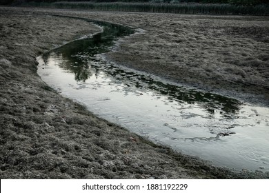 Drying Up The Lake And Ephemeral River, Oozy Mud. Dry Spell