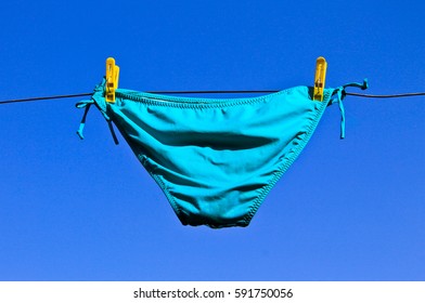 Green Womens Thong Panties On Clothesline Stock Photo (edit Now) 2102300992