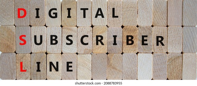 DSL digital subscriber line symbol. Concept words DSL digital subscriber line on blocks. Beautiful wooden background, copy space. Business and DSL digital subscriber line concept. - Shutterstock ID 2088783955