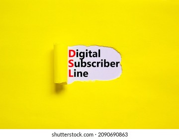 DSL digital subscriber line symbol. Concept words DSL digital subscriber line on white paper. Beautiful yellow background, copy space. Business and DSL digital subscriber line concept. - Shutterstock ID 2090690863