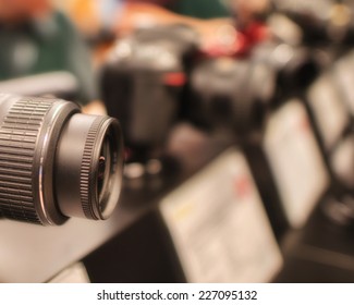 DSLR Camera In A Photographic Shop.