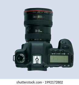 DSLR Camera Top View Isolated On White Background