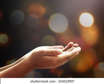 Dua Of Muslim Concept: Prayer Hands Pray To God For Forgive And Beg