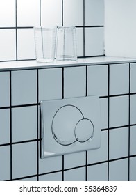 Dual Flush Toilet Button And Drinking Glasses