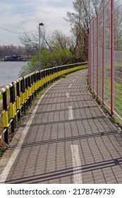 Dual Lane Bike Path Along Danube River Coast Balkans