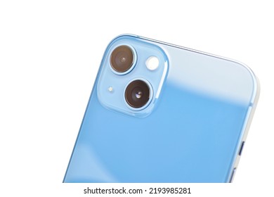 Dual Lens Camera Setup On Smartphone Isolated On White Background With Clipping Path