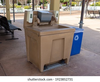 A Dual Portable Hand Washing Station.