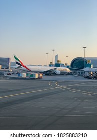 Dubai: 25th May 2019: Beautiful view of Emirates Airlines Airplane at Dubai International Airport.