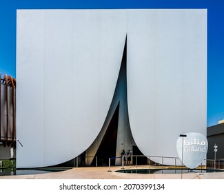 Dubai 5 Nov, 2021 - Finland pavilion at Dubai Expo 2020, resembling Arab tent made from snow 