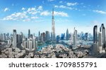 Dubai - amazing city center skyline with luxury skyscrapers, United Arab Emirates